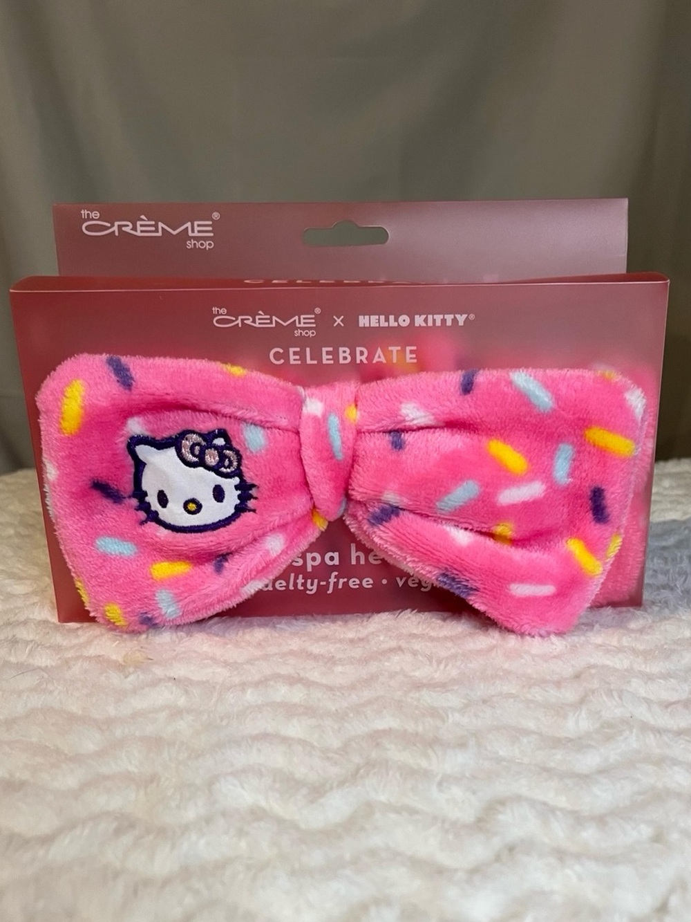 The Crème Shop x Hello Kitty Pink Plush Bow Headband